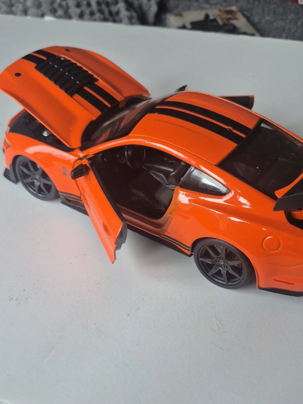 Mustang Cobra Orange & Black Die-Cast Sports Car Opening Doors GenTly Displayed